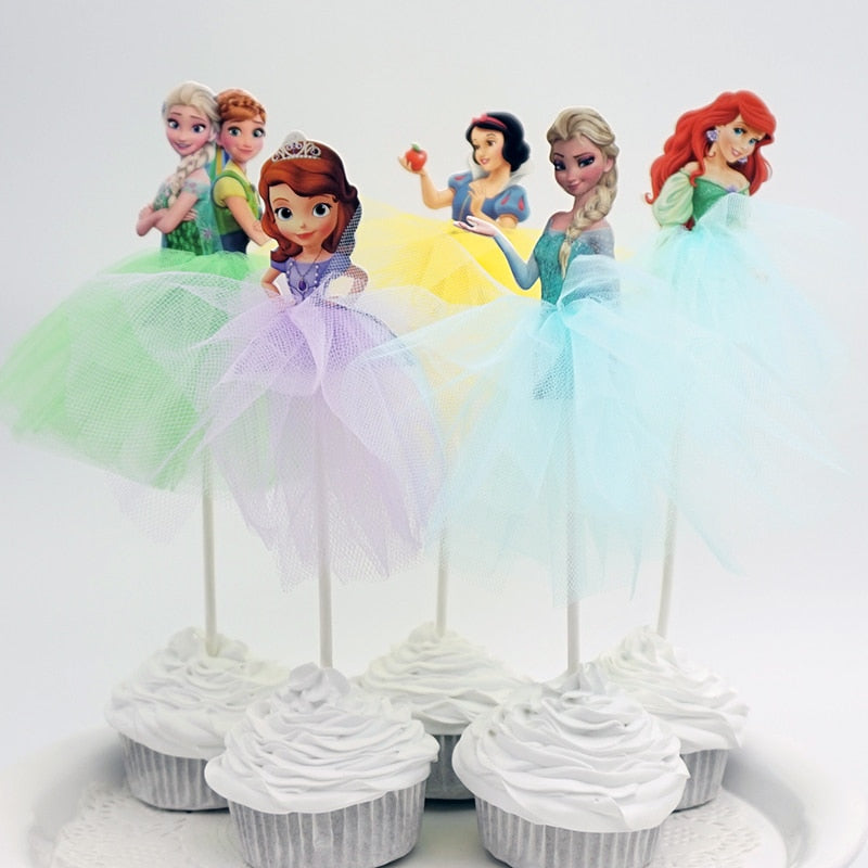 1pcs 21cm Princess Birthday Party Decorations Kids Cake Topper for Girls Birthday Decoration Anniversaire Cake Supplies