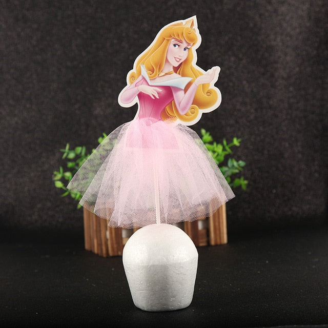 1pcs 21cm Princess Birthday Party Decorations Kids Cake Topper for Girls Birthday Decoration Anniversaire Cake Supplies