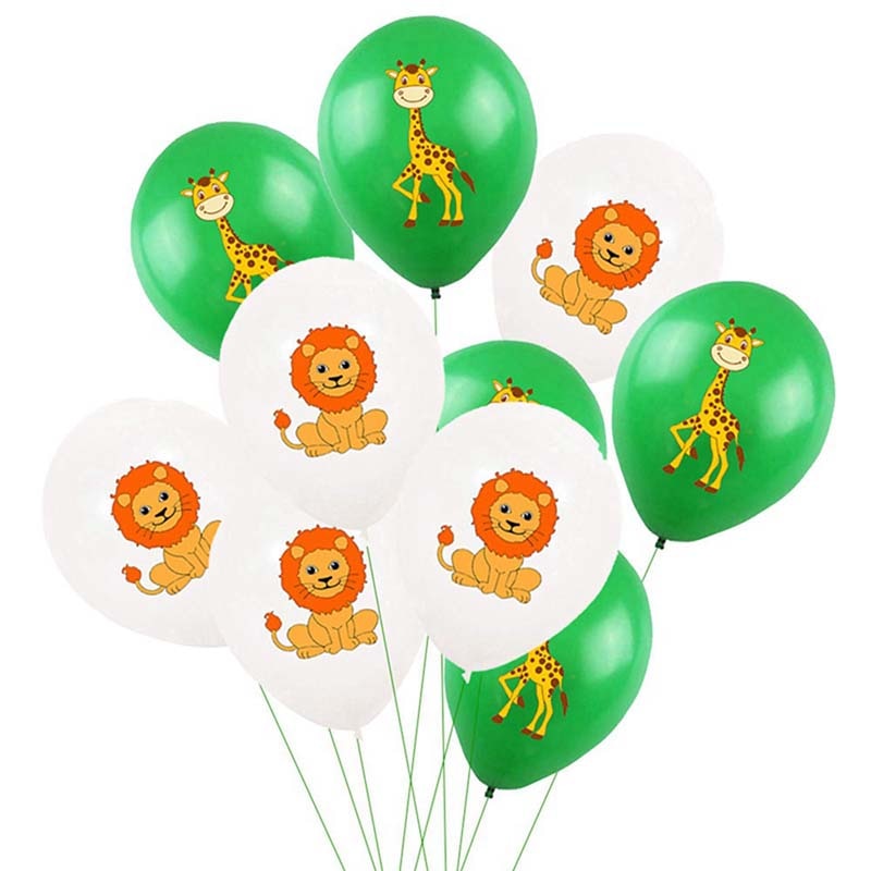 10pcs 12inch Jungle Wild Animal Party Supplies Birthday Decorations Latex White Balloons Kids Birthday Party Animal Balloons