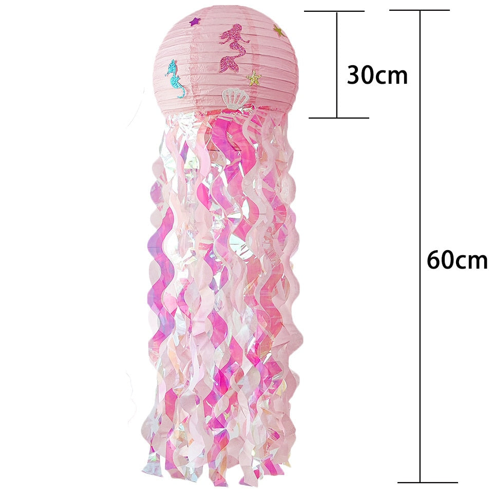 New Mermaid Jellyfish Paper Lantern Disposable Tableware for Mermaid Themed Birthday Party Decoration DIY Wedding Supply