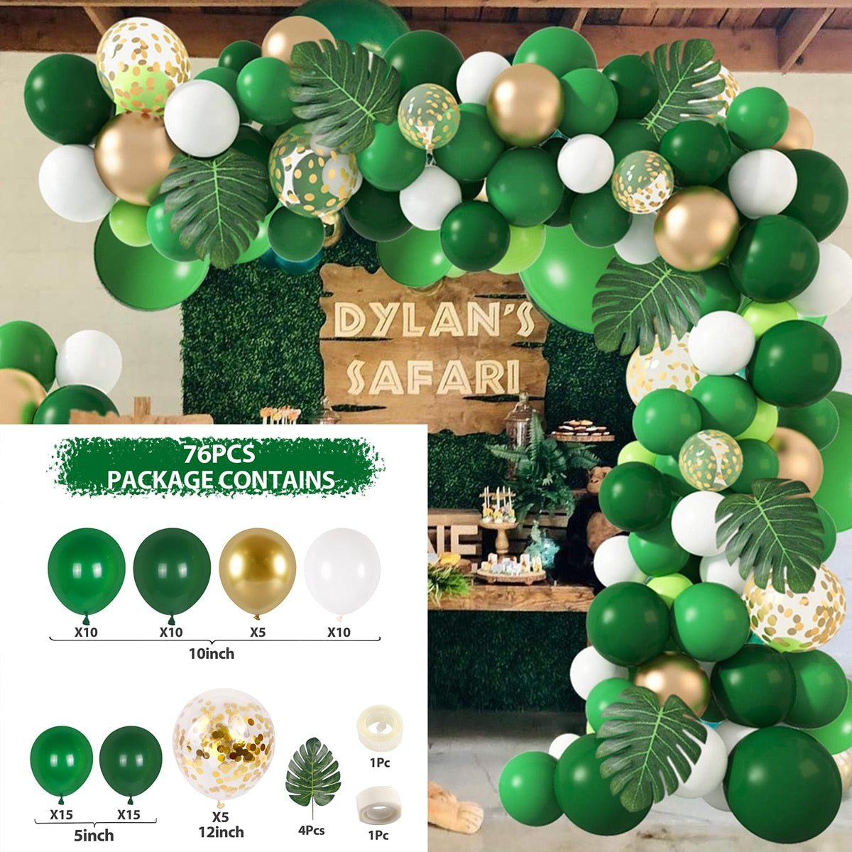 Macaron Green Balloon Garland Arch Kit Jungle Safari Theme Birthday Party Decorations Kids Wedding Balloon Baby Shower Boy Decor