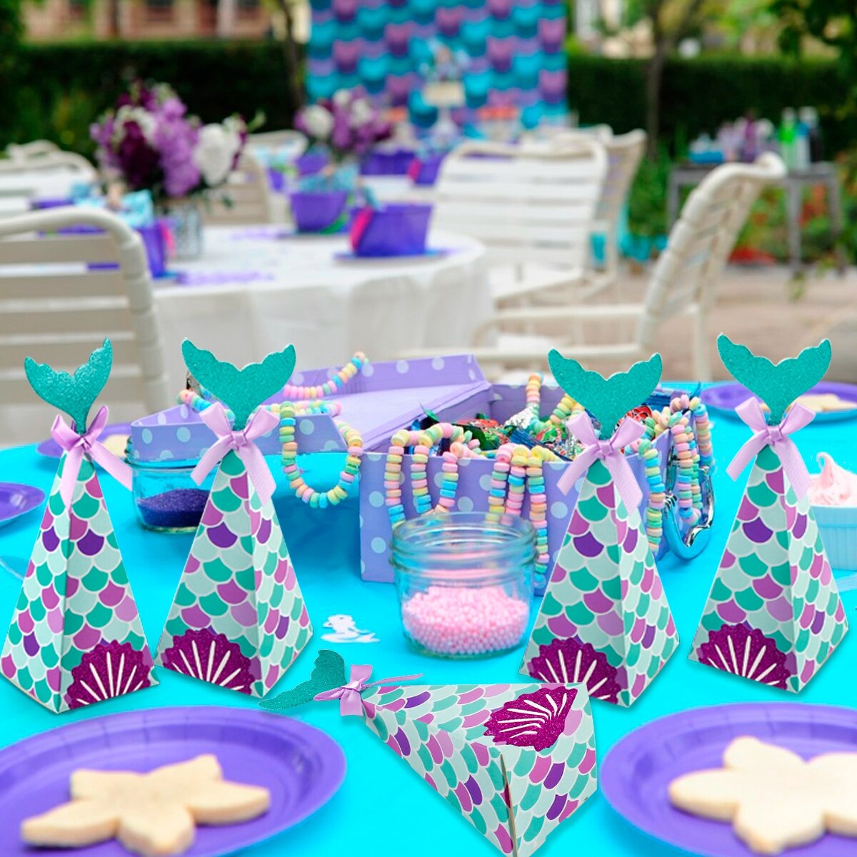 HUIRAN Mermaid Theme Party Decorations Little Mermaid Party Supplies Girl Happy Birthday Party Decoration Kid Baby Shower Events