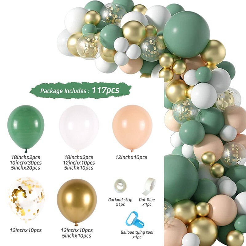 Macaron Green Balloon Garland Arch Kit Jungle Safari Theme Birthday Party Decorations Kids Wedding Balloon Baby Shower Boy Decor